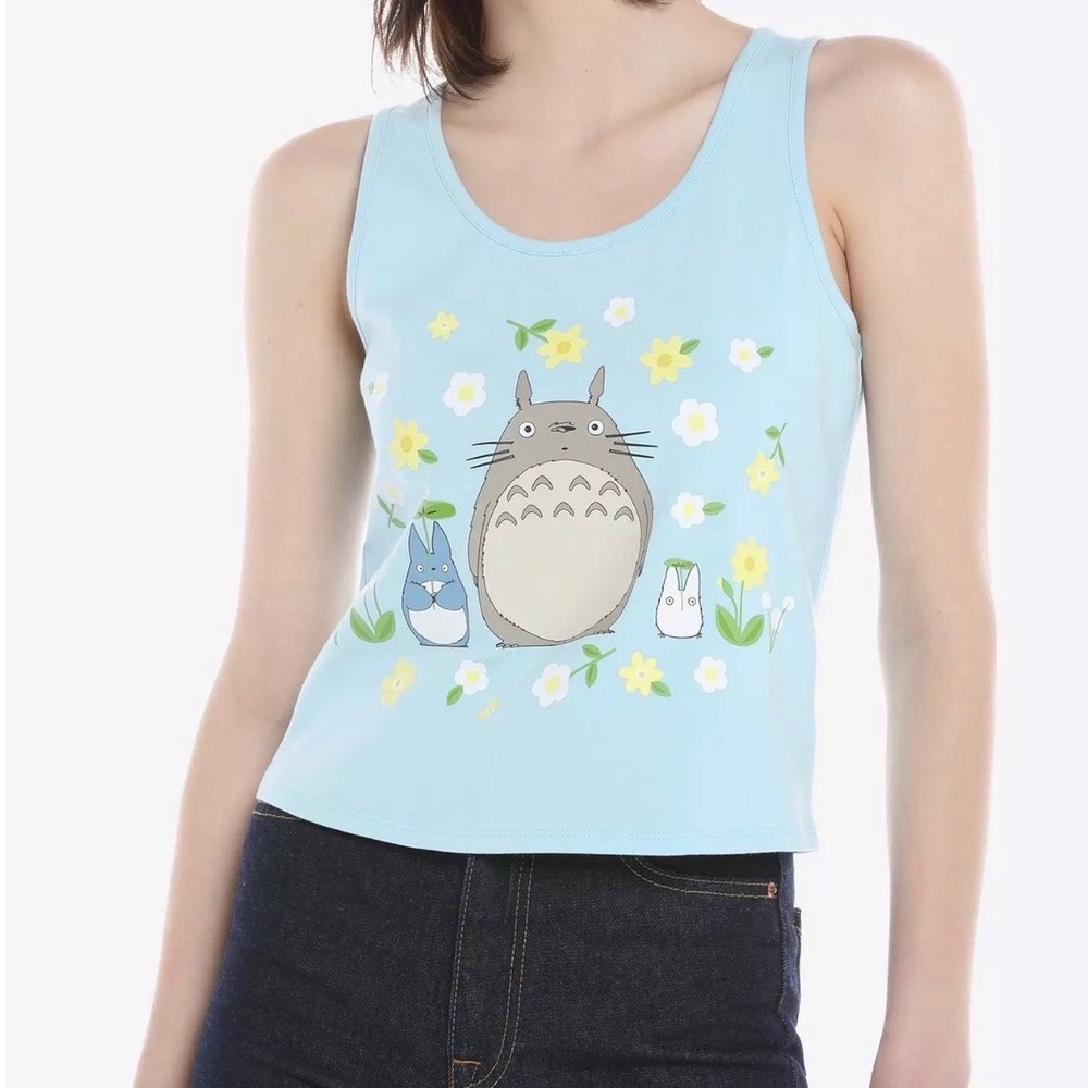 Studio Ghibli My Neighbor Totoro Floral Tank Top Blue Small Teen